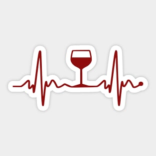 Wine Lover EKG Heartbeat Heart Healthy Red Wine Sticker